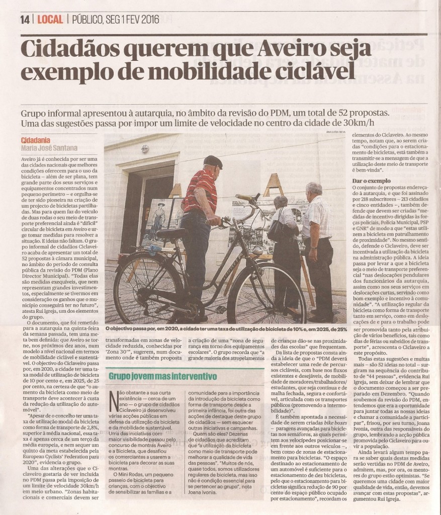20160201_Público_Cidadãos querem que Aveiro seja exemplo nacional de mobilidade ciclável_scandojornal